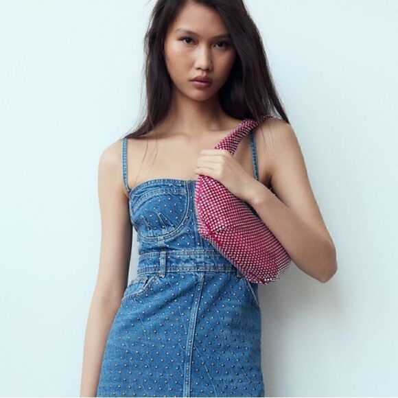 ZARA RHINESTONE SPARKLY SHOULDER BAG BARBIE BARBIECORE - Picture 1 of 7